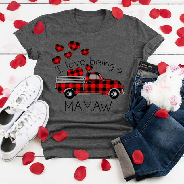 Blouse d'Été Grande Taille à Manches Courtes pour Femmes Grande Taille Manches Courtes Imprimé 3D Amour Col Rond Hauts Tee T-Shirt Blouse Col en V T-Shirt Femmes en Liquidation