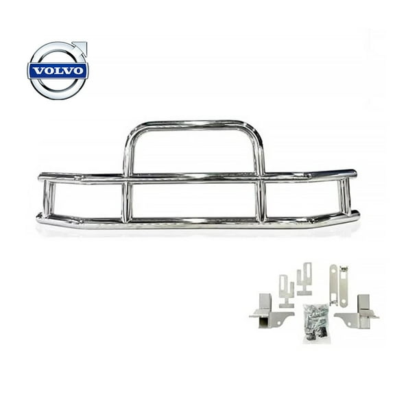Small Model Deer Grille Guard Compatible for VOLVO VNL (2004-2017) with Brackets - 84-2/5"x10"x25-1/2" Heavy Duty Polished Stainless Steel Grille Guard for Trucks