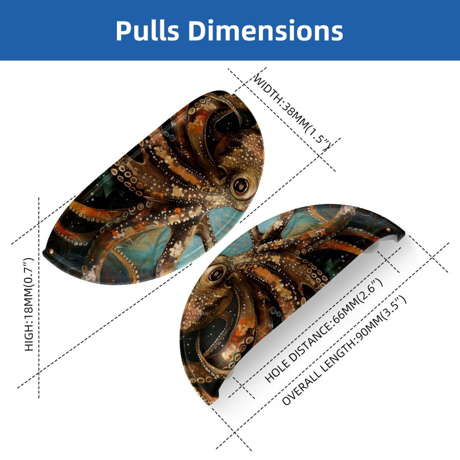 PhooArto 6 Pcs Cup Drawer Pulls, Ocean Octopus Painting Shell Shape Handles Cabinet Knobs for Dresser Cupboard Closet Wardrobe with Screws