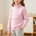 thumbnail image 2 of Wilark Toddler Girls Sweaters Size 6, Ruffle Mock Neck Casual Long Sleeve Cute Fall Knitted Tops Pink, 2 of 9