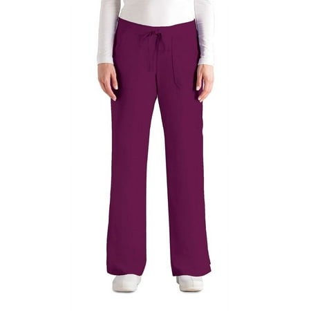 Grey's Anatomy Womens 4245 Scrub Pant with Elastic Back-Wine-S