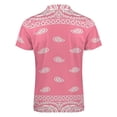 thumbnail image 5 of Pink Paisley Bandana Pattern Men Zipper T-shirt Summer Casual Short Sleeve T-shirt Top, 5 of 7