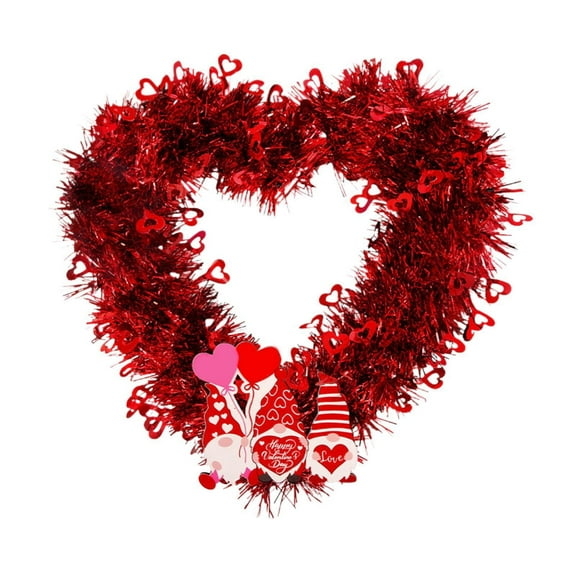 Dienrx Clearance Red Dwarf Heart Wreath, Valentine's Day Decor Wreaths with Light for Front Door 12 Inch Shaped Wreaths Valentines Decorations Wedding Birthday Anniversary Hanging Garlans