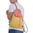 thumbnail image 3 of Kdxio Pink Ice Cream Print Drawstring Backpack Bag,Waterproof Draw String Back Sack, Gym Drawstring Bags Swim Bag For Unisex, 3 of 9