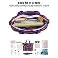 thumbnail image 4 of Tote Bag for Women - Purple Halloween Black Cats and Pumpkins Shoulder Bag - Large Utility Work Duffle Bag with Zipper Handbag for Travel, Work, Sprots, 4 of 5