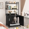 thumbnail image 4 of Litter Box Enclosure, Industrial Cat Cabinet with Shelves and Doors, Wood Pet Crate Hidden Cat Washroom for Most of Litter Box, Indoor Cat House Furniture, Black, 4 of 7