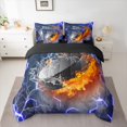 thumbnail image 2 of Homewish Ice Hockey Sport 7pcs Bedding Comforter Set,Ball Game Queen Bedding Sets,Blue Black Hexagon Queen Sheet Sets For Boys Kids,Ultra Soft Home Decor Reversible, 2 of 8