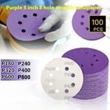 300 PCS Sanding Disc 5 Inch 8 Hole Hook and Loop Sanding Discs for Random Orbital Sander240  320  400  600 800Grit
