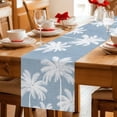 thumbnail image 5 of Light Blue Palm Trees Table Runner 108 Inches, Farmhouse Tropical Summer Beach Bed Runner Dresser Scarves Tabletop for Indoor Outdoor Parties/Ceremony/Banquet, 13"x 108", 5 of 9