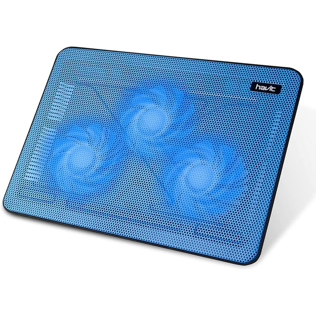 HV-F2056 15.6"-17" Laptop Cooler Cooling Pad - Slim Portable USB Powered (3 Fans), Black/Blue