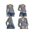 thumbnail image 5 of Qiylii Y2K Lace Trim Bow Knitted Preppy Retro Tops Full Sleeve Button Up Ribbed T Shirts Vintage Aesthetics Pullovers Grunge, 5 of 6