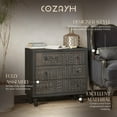 thumbnail image 2 of COZAYH Farmhouse 3 Drawer Home Bedroom Dresser with Geometric Pattern, Black, 2 of 10