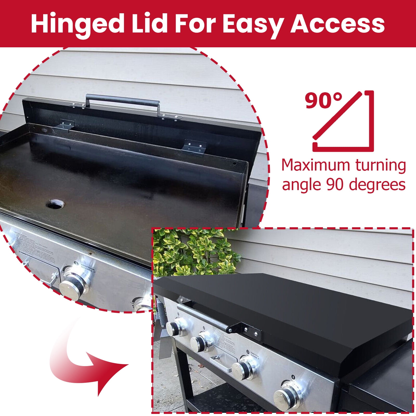 Kojem 36" Griddle Cover with Handle for Outdoor BBQ Barbecue,  Waterproof Powder Coated Aluminum, for Blackstone Members Camp Chef Grill