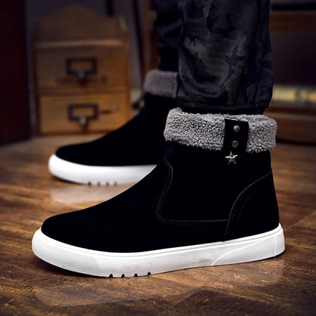 

Cathalem Man Snow Boots Men s Shoes High Top Side Zipper Sports Casual Shoes Winter Warm Plush Snow Boots Summer Hiking Boots Black 9