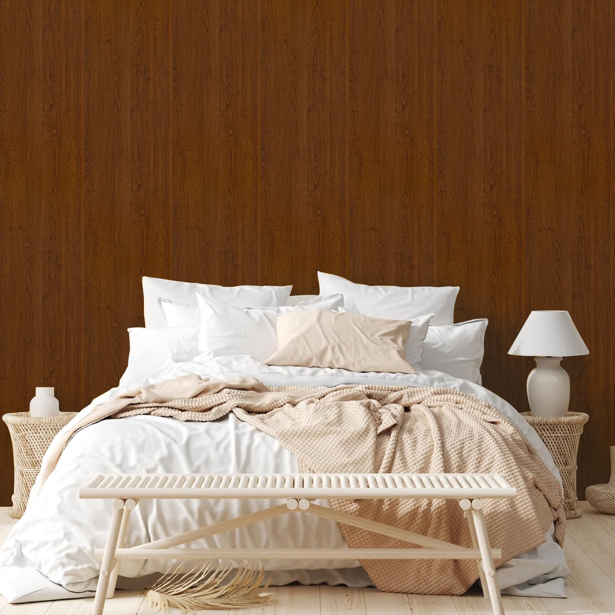 Abyssaly Wood Peel and Stick Wallpaper 15.7" × 118.1" Chestnut Woodgrain Removable Self-Adhesive Vinyl Wall Paper for Home Decor
