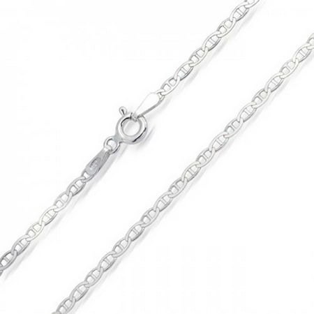 5mm White Pave Mariner Chain Thin 2MM 925 Sterling Silver Solid Mariner Anchor Chain Necklace For Men For Women Made In Italy 16 18 20 24 Inch ()