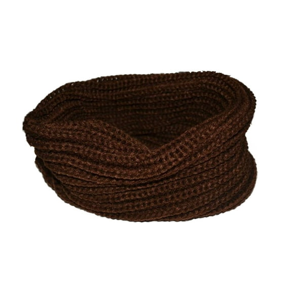 Women Winter Warm One Circle Knit Wool Blend Cowl Loop Scarf Shawl Thick Neckerchief (Coffee)