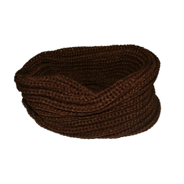 Women Winter Warm One Circle Knit Wool Blend Cowl Loop Scarf Shawl Thick Neckerchief (Coffee)