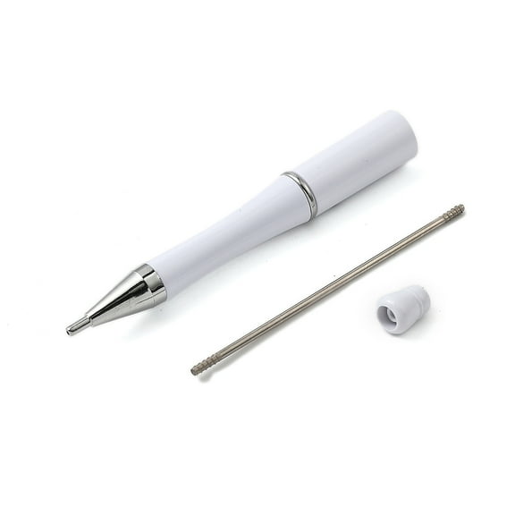 30 pc ABS Plastic Nail Art Rhinestones Pickers Beadable Pens Dual-ended Nail Art Dotting Tools Point Nail Art Craft Tool Pen with Stainless Steel Finding White 148x11.5mm