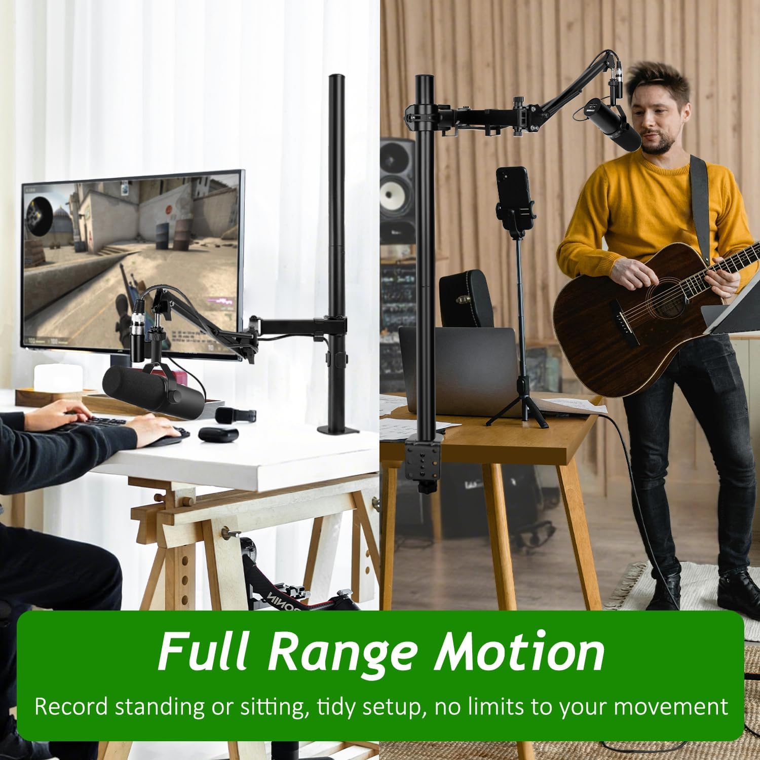 Mic  Arm with 31.5in High Extension Riser, Adjustable Overhead Microphone Stand for  SM7B Blue   QuadCast S and Other Mics
