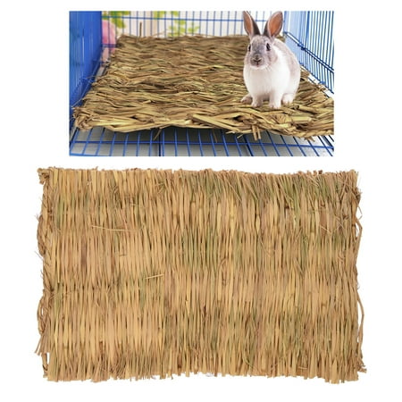 Pet Grass Hamster Bed Woven Small Animal Mat Safe Pet Chew Toy for Hamster, Rabbit, Hedgehog and Guinea Pig, 16''x11'',