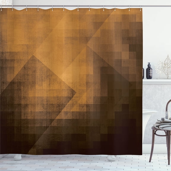 Ambesonne Geometric Shower Curtain, Abstract Color Square Art, 69"Wx84"L, Amber