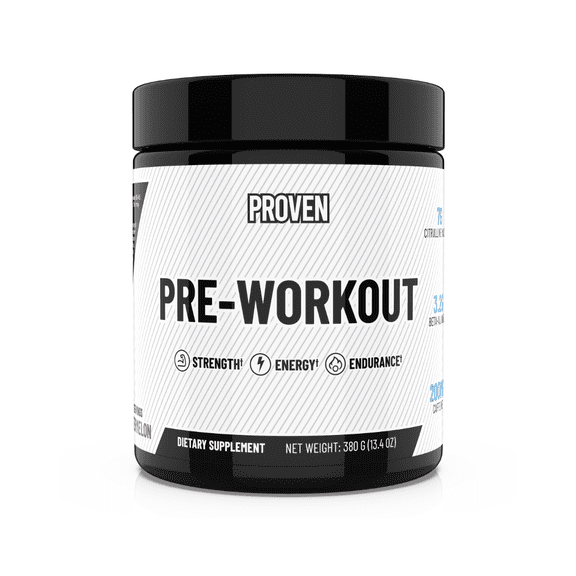 PROVEN Supps Fully Dosed Pre-Workout Powder, Creatine Free + Zero Sugar Energy Supplement for Men & Women, Watermelon, 25 Servings