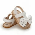 thumbnail image 5 of Uccdo Infant Baby Girls Bow Sandals Newborn Baby Summer PU Leather Open Toe Flats Shoes First Walkers 0-18M, 5 of 7