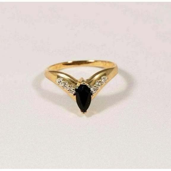 2Ct Marquise Lab Created Black Onyx Women's Wedding Ring 14k Yellow Gold Finish
