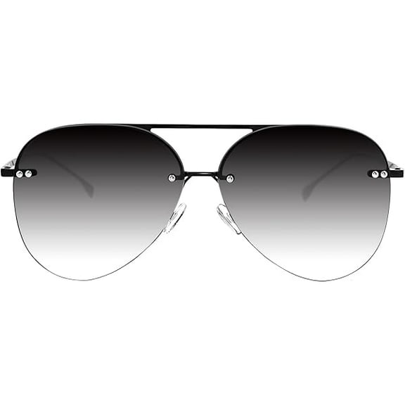 Retro Rimless Women Aviator Sunglasses Classic Lady Oversized Sun Glasses black Gradient Mirrored Lens Bold Shades