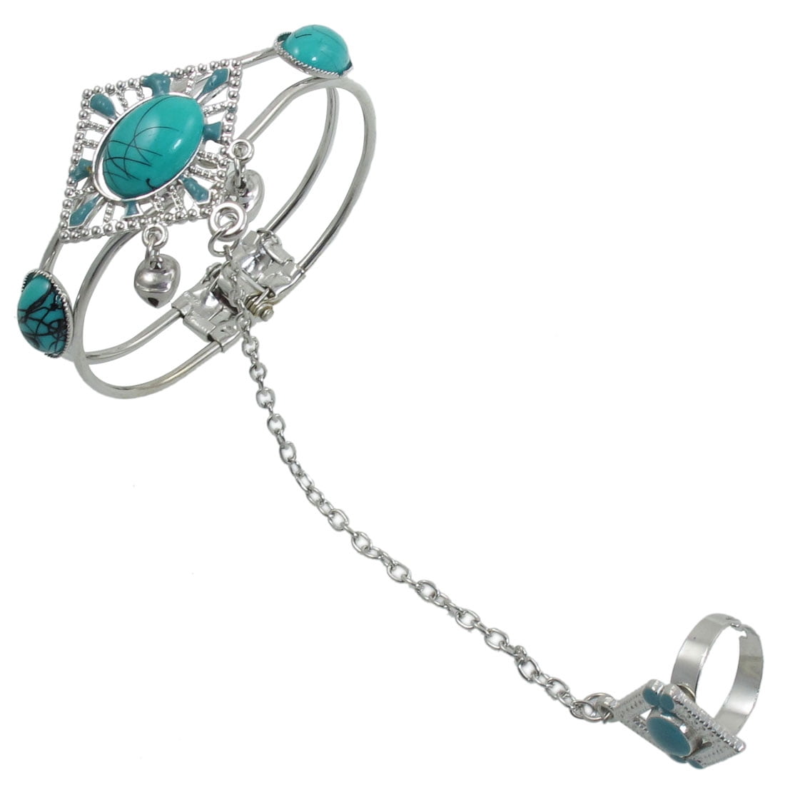 Turquoise Love Heart Gemstone Bead Bracelet UK