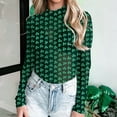 thumbnail image 2 of Kcolen Mesh Top for Women St. Patrick‘s Day Shamrock Print Stylish Sheer Fitted Triangle Jumpsuit Plus Size Long Sleeve Clothes, 2 of 7
