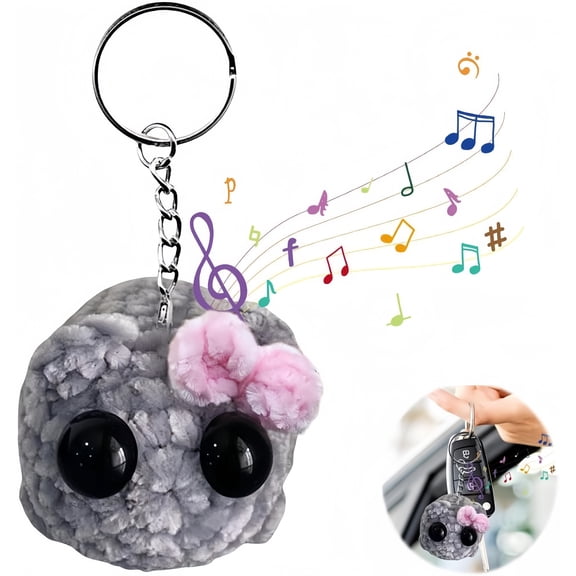 Meottam Sad Hamster Keychain, Sounds Making Hamster Keychain, Hand Knitted Sad Hamster Cuddly Toy for Backpacks Handbags for Kids and Adults