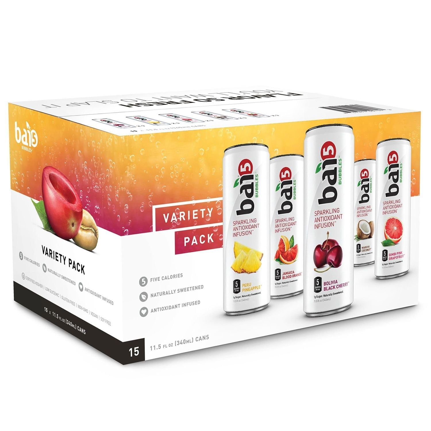 Bai Bubbles Sparkling Antioxidant Infusion, Variety Pack, 11.5 Fl Oz