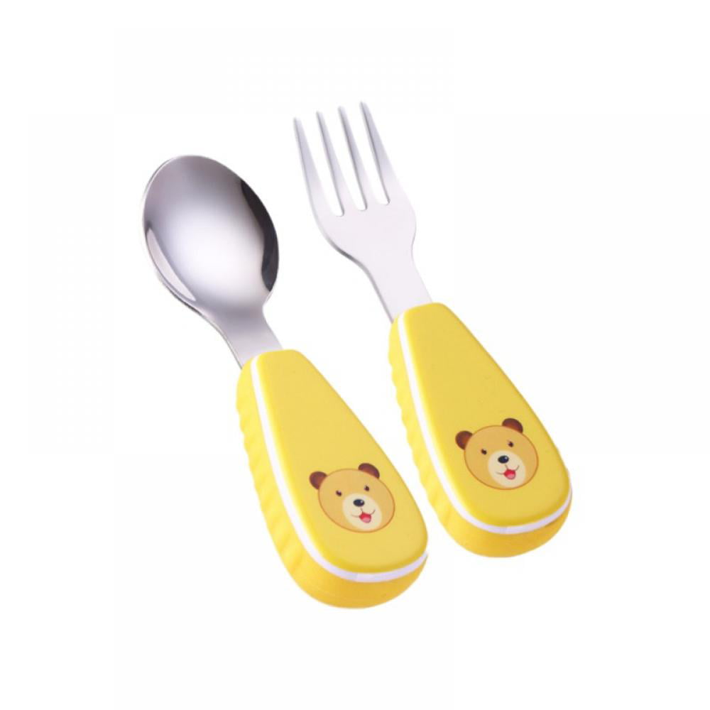 2pcs Toddler Baby Fork And Spoon Utensils Feeding Training Child Tableware RF 