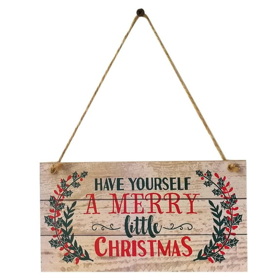 Leyfeng Have Yourself a Merry Little Christmas Wood Plank Design Hanging Sign Holiday Door Decoration Wooden Wall Sign