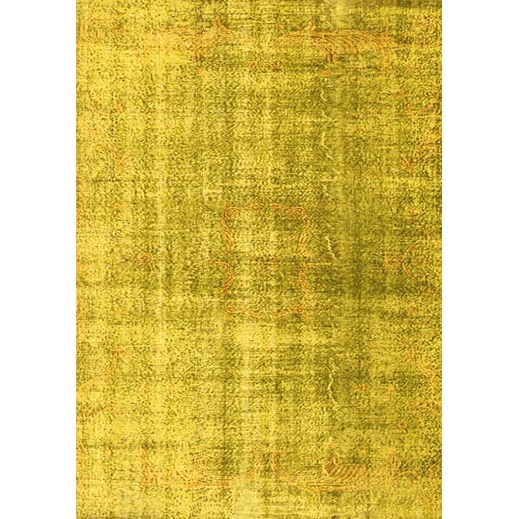 Ahgly Company Indoor Rectangle Abstract Yellow Contemporary Area Rugs, 8' x 12'