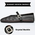 thumbnail image 3 of BERANMEY Women's Breathable Mesh Ballet Flats Casual Shoes with Crystal Buckle Fashion Fishnet Mary Jane Flats for Work & Everyday, 3 of 8