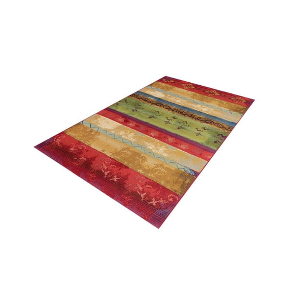 Unique Loom Outdoor Modern Collection Area Rug - Traditional (6' 1" x 9' Rectangle Multi/Gold)