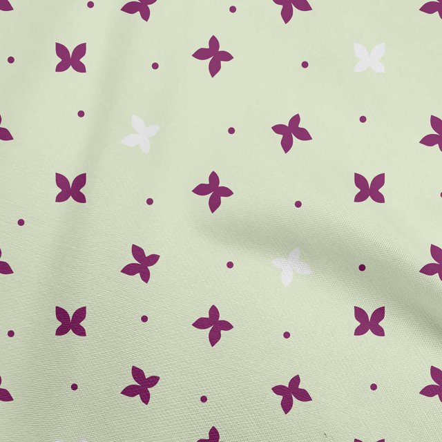 oneOone Tissu Soie Coton Beige Verdâtre Floral & Matériel de Robe Tissu Imprimé au Mètre 42 Pouces de Large