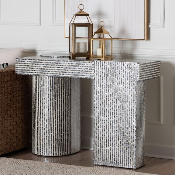 bali & pari Tawana Coastal Console Table, Black/White