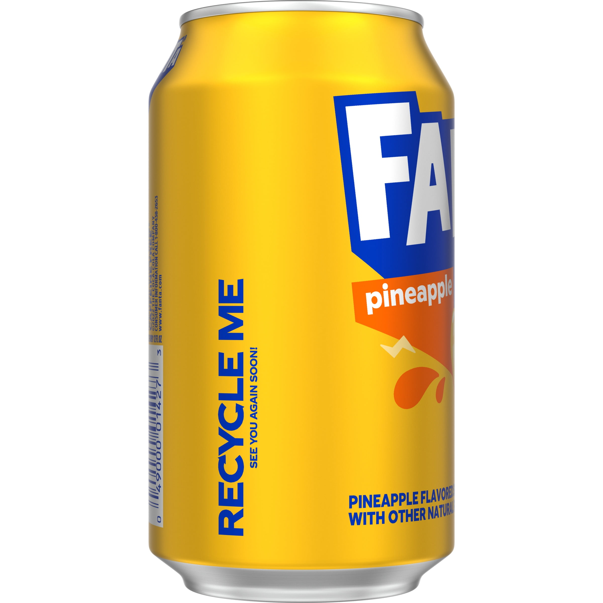 Fanta Pineapple Soda Fruit Flavored Soft Drink, 12 fl oz