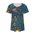 thumbnail image 5 of Cilsoka Womens Printed Tops Short Sleeve Summer Casual Crew Neck Shirts Floral Blouse Pleated Tunics Tops 2026 Fashion Clothing, 5 of 6