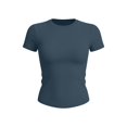 thumbnail image 5 of Asgosdo Womens T-Shirts Summer Short Sleeve Solid Color Slim Fit Tops Casual Basic Going Out Clothes, 5 of 5