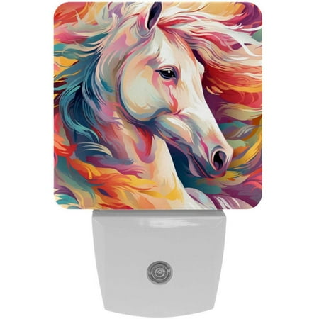 

Horse Art Vintage Pattern LED Night Lights Dusk To Dawn Smart Sensor 0.5W Plug-In Night Lights Lamp For Bedroom Bathroom Kitchen Hallway Stairs 2Pack