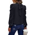thumbnail image 4 of MAWCLOS Femmes Élégantes Col Rond Tops Dailywear Pull Plissé Noir XL, 4 of 4