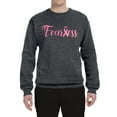 thumbnail image 2 of Wild Bobby, Fearless Pink Ribbon Support Warrior Women, Breast Cancer Awareness, Unisex Crewneck Graphic Sweatshirt, Charcoal, XX-Large, 2 of 5