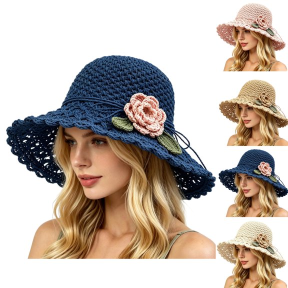 HAJWOH Straw Hats for Women UV Protection Foldable Sun Hats Casual Travel Beach Vacation Visors