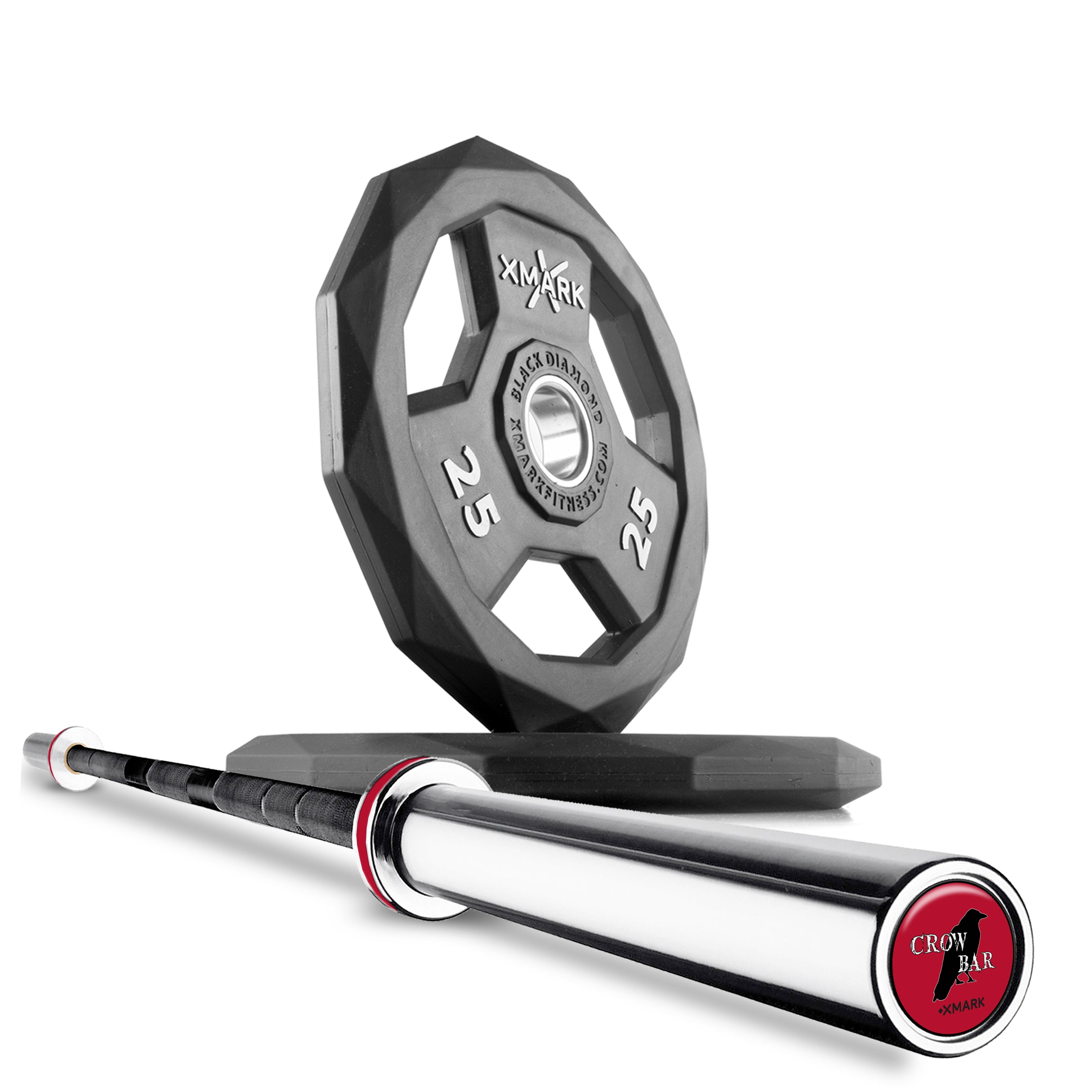 XMark Olympic Barbell Weight Set, CROWBAR 7' Olympic Bar and 25 lb Pair