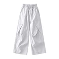 thumbnail image 3 of Gubotare Girls Joggers Kids Cargo Parachute Pants Girls Baggy Pants Summer Outdoor Trendy Hip Hop Aesthetic Trousers with Drawstring Size 9-10 (Light Gray,9-10 Years), 3 of 4